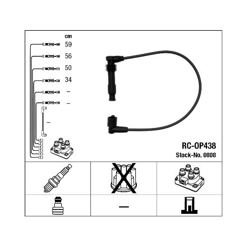 1 Ignition Cable Kit NGK 0808 OPEL