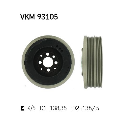 1 Belt Pulley, crankshaft SKF VKM 93105 AUDI VW
