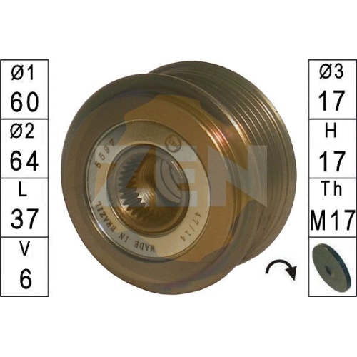 1 Alternator Freewheel Clutch ERA ZN5597 MAZDA MITSUBISHI