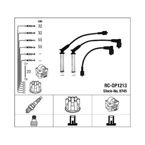 1 Ignition Cable Kit NGK 8745 OPEL