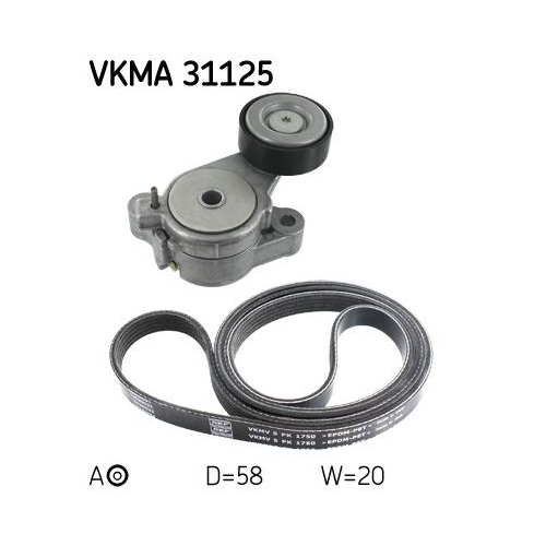 1 V-Ribbed Belt Set SKF VKMA 31125 AUDI SEAT SKODA VW