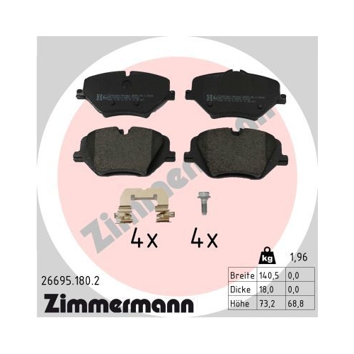 4 Brake Pad Set, disc brake ZIMMERMANN 26695.180.2 BMW