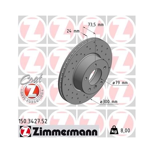 2 Brake Disc ZIMMERMANN 150.3427.52 SPORT BRAKE DISC COAT Z BMW BMW (BRILLIANCE)