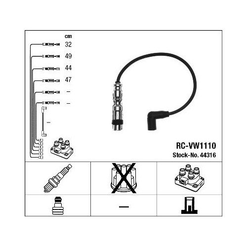 1 Ignition Cable Kit NGK 44316 AUDI SEAT SKODA VW LAMBORGHINI BENTLEY