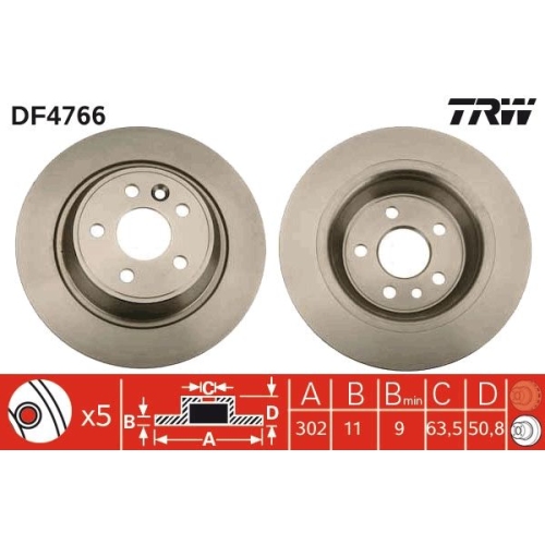 2 Brake Disc TRW DF4766 FORD LAND ROVER FORD (CHANGAN)
