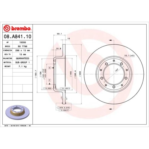 Bremsscheibe BREMBO 08.A841.10 PRIME LINE LAND ROVER