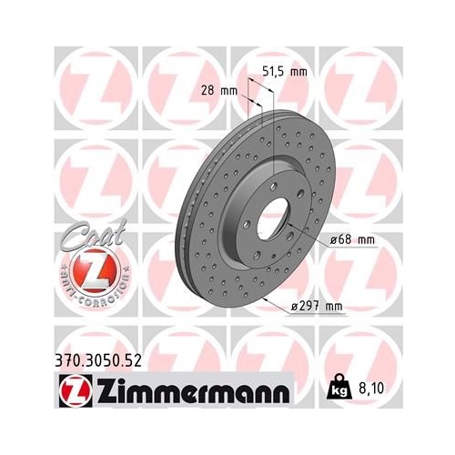 2 Brake Disc ZIMMERMANN 370.3050.52 SPORT BRAKE DISC COAT Z MAZDA