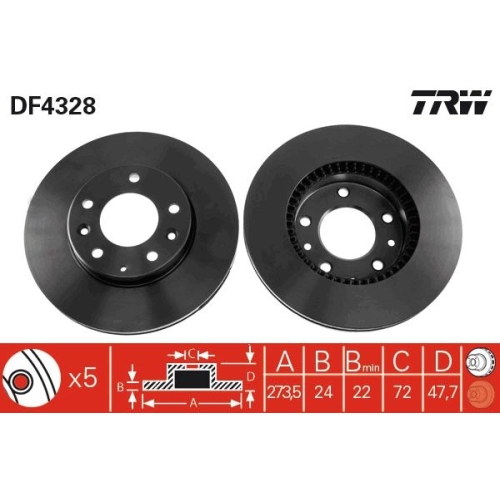 2 Brake Disc TRW DF4328 MAZDA FAW