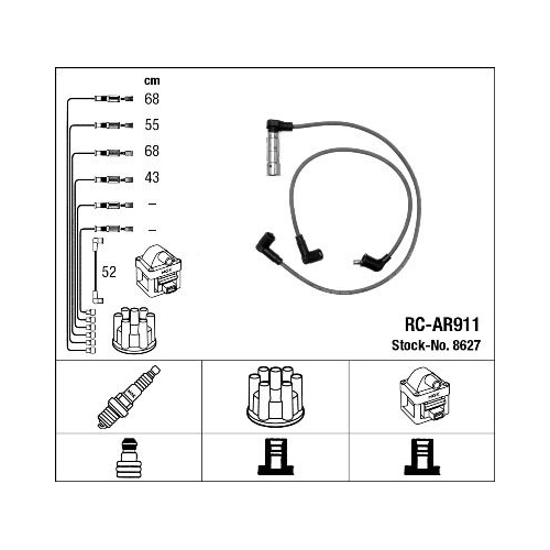 1 Ignition Cable Kit NGK 8627 ALFA ROMEO FIAT LANCIA FERRARI MASERATI ABARTH