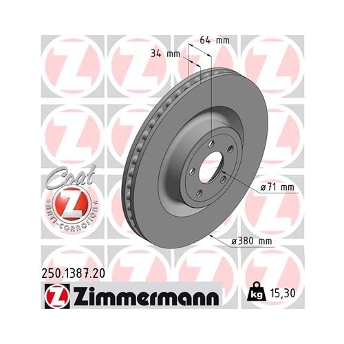 1 Brake Disc ZIMMERMANN 250.1387.20 COAT Z FORD