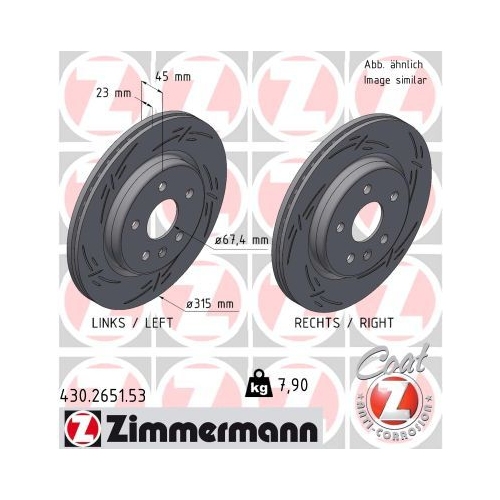 2 Brake Disc ZIMMERMANN 430.2651.53 BLACK Z OPEL