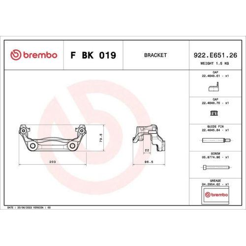 1 Brake Caliper Bracket Set BREMBO F BK 019 PRIME LINE MERCEDES-BENZ