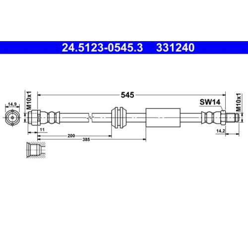 Bremsschlauch ATE 24.5123-0545.3 MERCEDES-BENZ