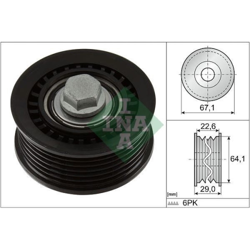 1 Deflection/Guide Pulley, V-ribbed belt INA 532 1076 10 CITROËN OPEL PEUGEOT DS