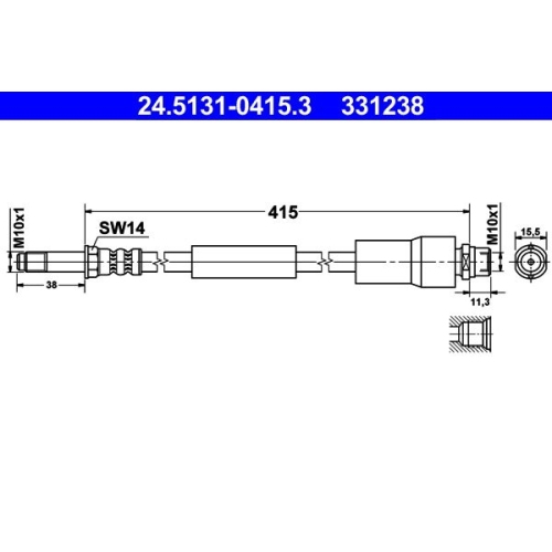 Bremsschlauch ATE 24.5131-0415.3 MERCEDES-BENZ VAG