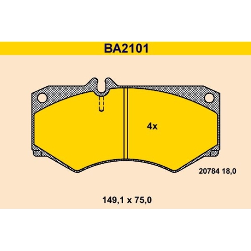 1 Brake Pad Set, disc brake BARUM BA2101 MERCEDES-BENZ