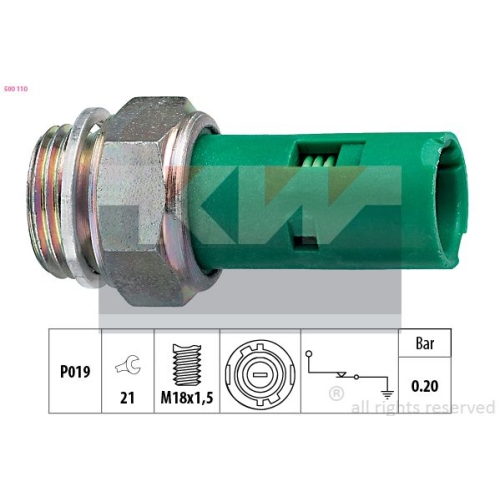 1 Oil Pressure Switch KW 500 110 Made in Italy - OE Equivalent MITSUBISHI