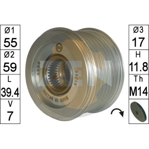 1 Alternator Freewheel Clutch ERA ZN5656 Overrunning Alternator Pulley (OAP)
