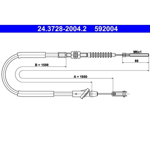 1 Cable Pull, clutch control ATE 24.3728-2004.2 SUZUKI
