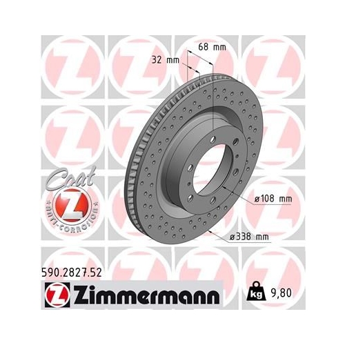 1 Brake Disc ZIMMERMANN 590.2827.52 SPORT BRAKE DISC COAT Z TOYOTA LEXUS