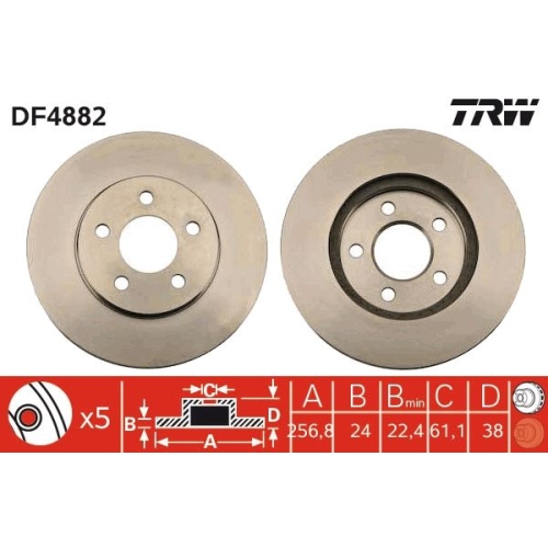 2 Brake Disc TRW DF4882 CHRYSLER