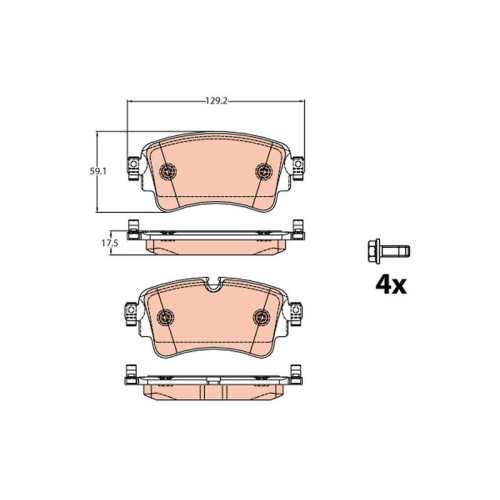 4 Brake Pad Set, disc brake TRW GDB2132 AUDI VW