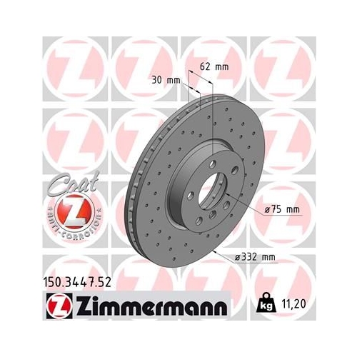 1 Brake Disc ZIMMERMANN 150.3447.52 SPORT BRAKE DISC COAT Z BMW