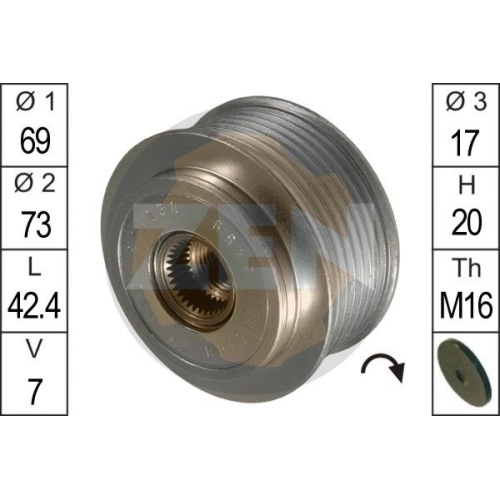 1 Alternator Freewheel Clutch ERA ZN5459 HYUNDAI