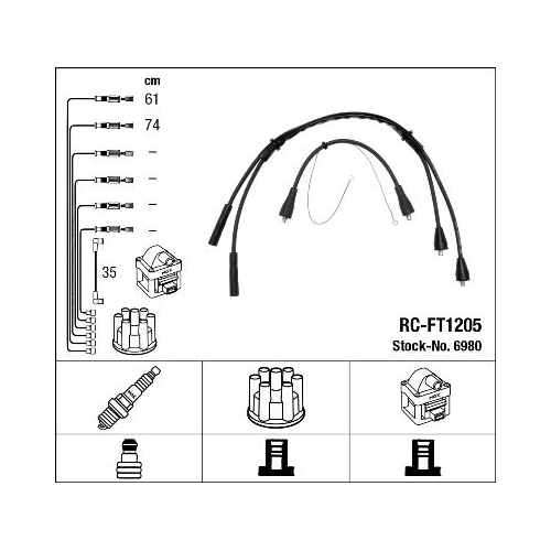 1 Ignition Cable Kit NGK 6980 ALFA ROMEO FIAT LANCIA FERRARI MASERATI ABARTH