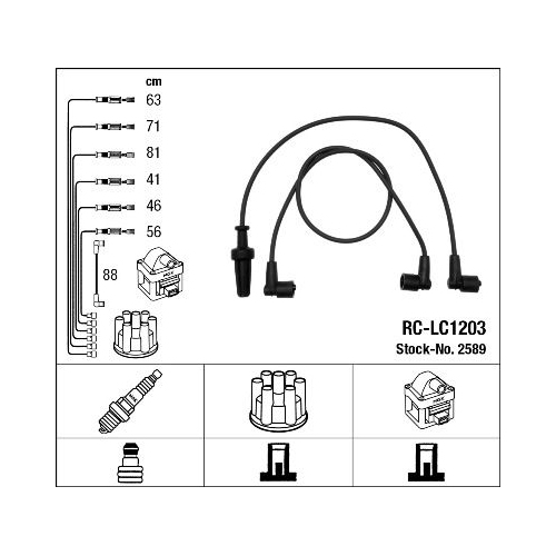 1 Ignition Cable Kit NGK 2589 ALFA ROMEO FIAT LANCIA FERRARI MASERATI ABARTH