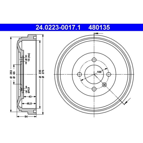 Bremstrommel ATE 24.0223-0017.1 VAG