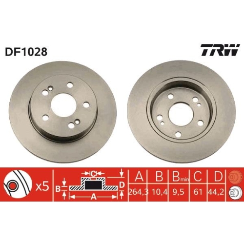 2 Brake Disc TRW DF1028 RENAULT