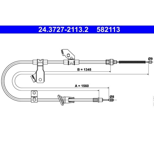 1 Cable Pull, parking brake ATE 24.3727-2113.2 MITSUBISHI