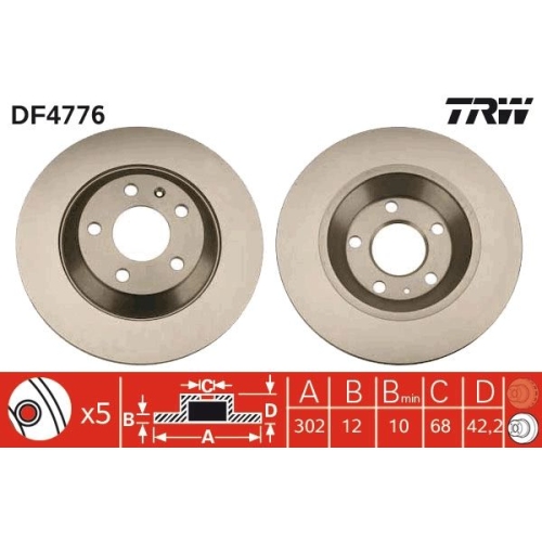 2 Brake Disc TRW DF4776 AUDI