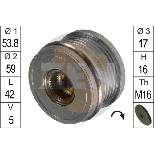1 Alternator Freewheel Clutch ERA ZN5435 OPEL