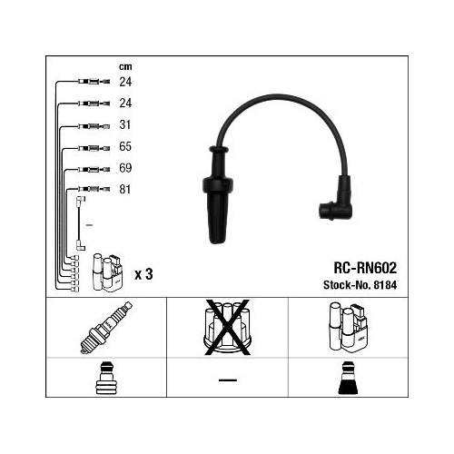 1 Ignition Cable Kit NGK 8184 RENAULT DACIA