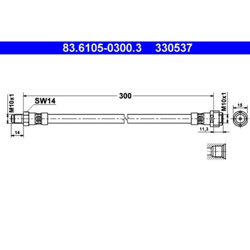 Bremsschlauch ATE 83.6105-0300.3 MERCEDES-BENZ