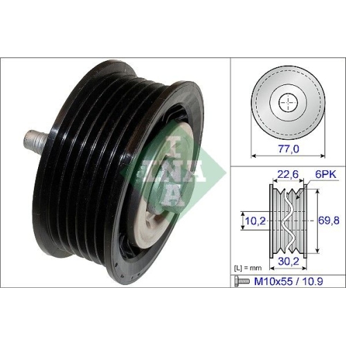 1 Deflection/Guide Pulley, V-ribbed belt INA 532 0700 10 OPEL VAUXHALL CHEVROLET