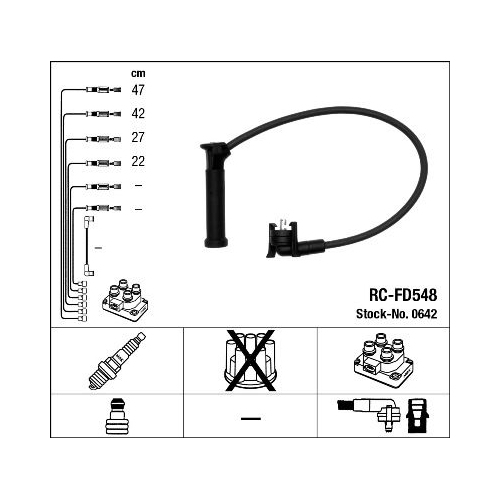 1 Ignition Cable Kit NGK 0642 FORD