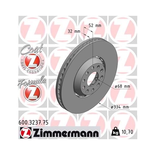 1 Brake Disc ZIMMERMANN 600.3237.75 FORMULA Z BRAKE DISC VAG