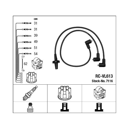 1 Ignition Cable Kit NGK 7116