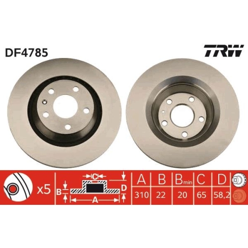 2 Brake Disc TRW DF4785 AUDI