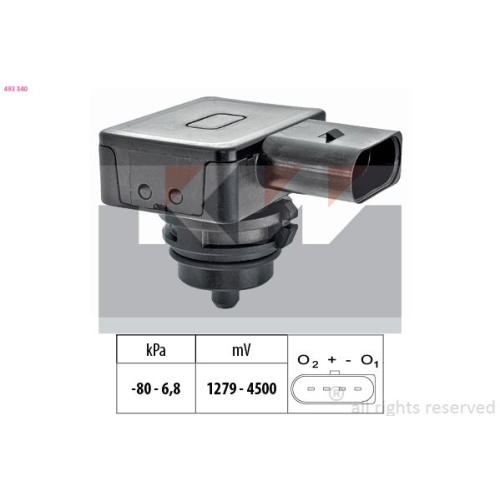 1 Pressure Sensor, brake booster KW 493 340 Made in Italy - OE Equivalent BMW