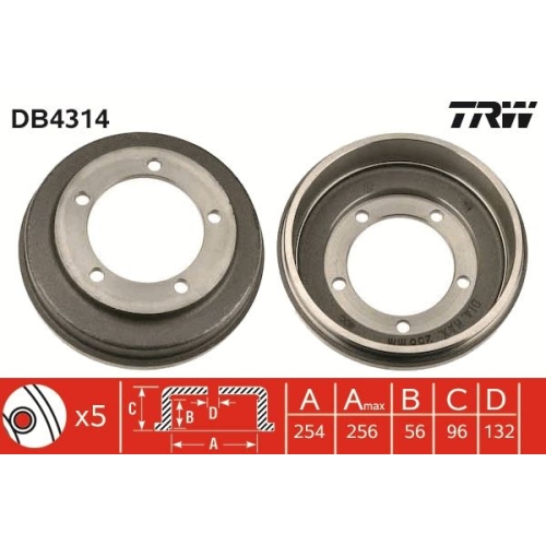 Bremstrommel TRW DB4314 FORD