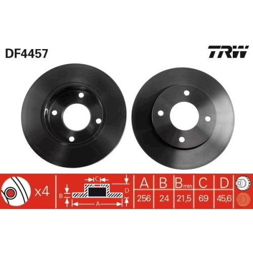 2 Brake Disc TRW DF4457 MITSUBISHI SMART