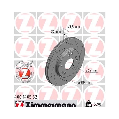 2 Brake Disc ZIMMERMANN 400.1405.52 SPORT BRAKE DISC COAT Z MERCEDES-BENZ
