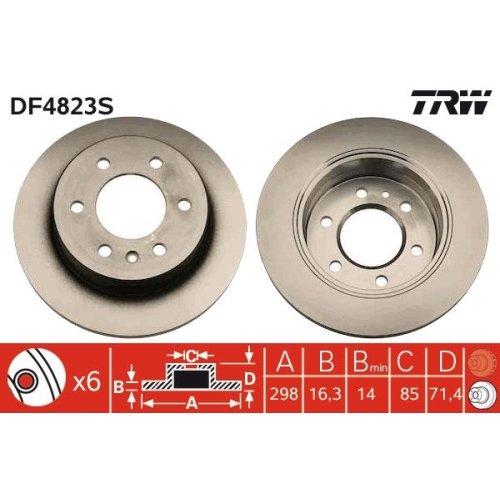 1 Brake Disc TRW DF4823S MERCEDES-BENZ VW
