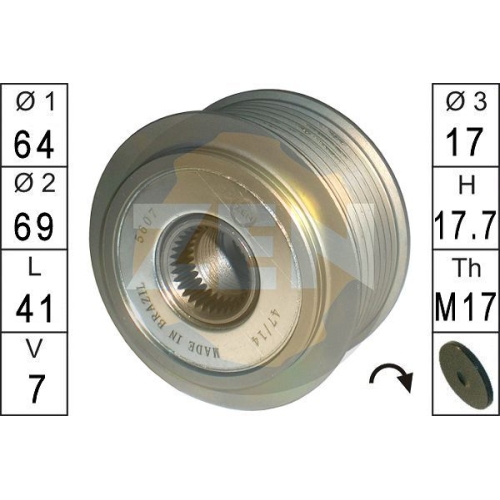 1 Alternator Freewheel Clutch ERA ZN5607 MITSUBISHI