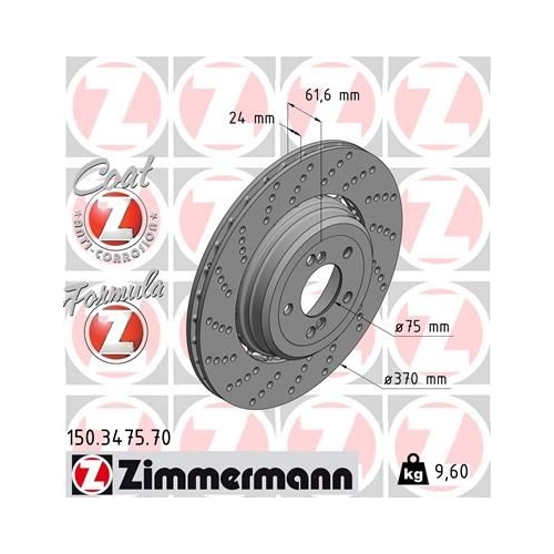 1 Brake Disc ZIMMERMANN 150.3475.70 FORMULA Z BRAKE DISC BMW
