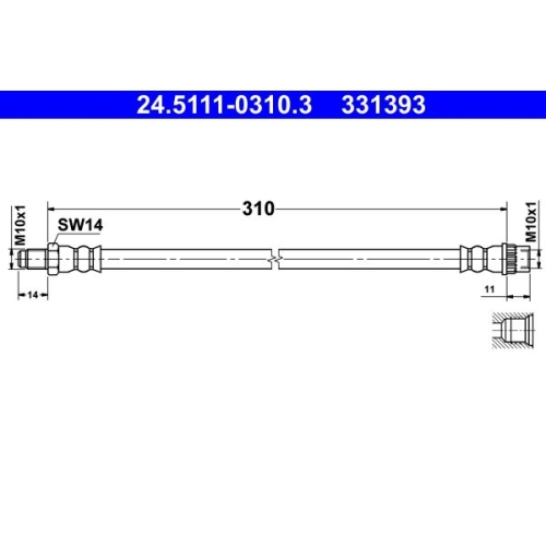 Bremsschlauch ATE 24.5111-0310.3 RENAULT DACIA